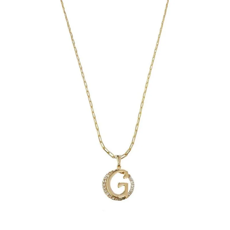 Colar Corrente 50 Cm Feminina Pingente Letra G Banhado Ouro