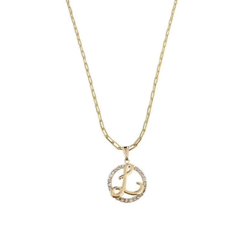 Colar Corrente 60 Cm Feminina Pingente Letra L Banhado Ouro