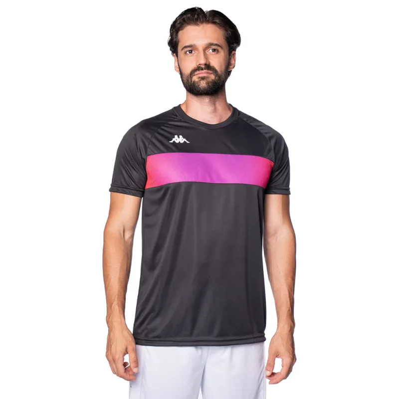 Camiseta Masculina Kappa Future Listra Preto/Rosa - GG