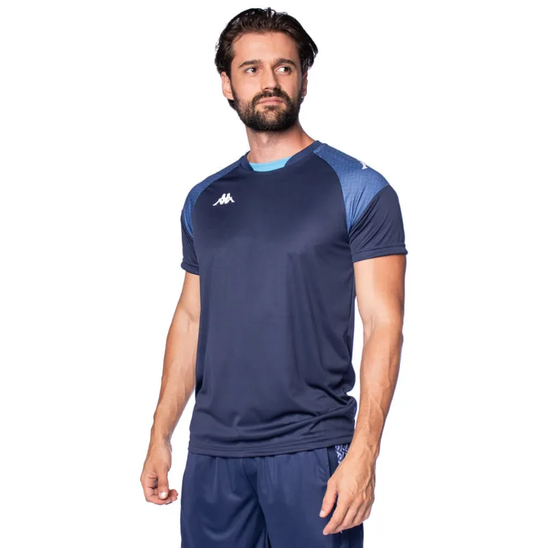 Camiseta Masculina Kappa Sammy Estampa nos Ombros Marinho/Azul - M