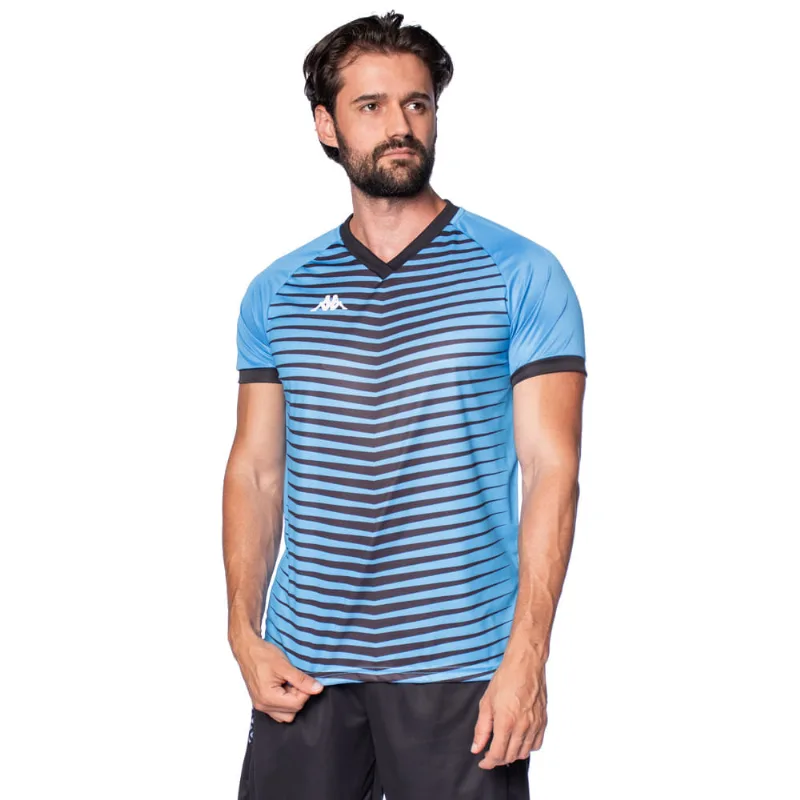 Camiseta Masculina Kappa Fardamento Brushtroke Estampada Azul/Preto - P