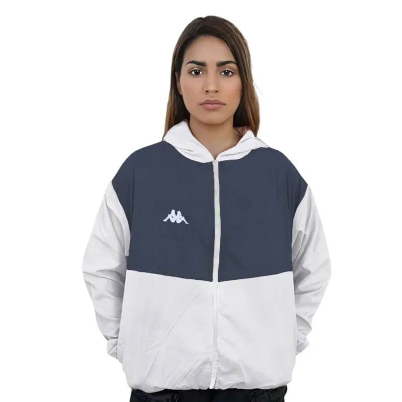 Jaqueta Kappa Quebra Vento Lory Feminina GG / Branco e Marinho