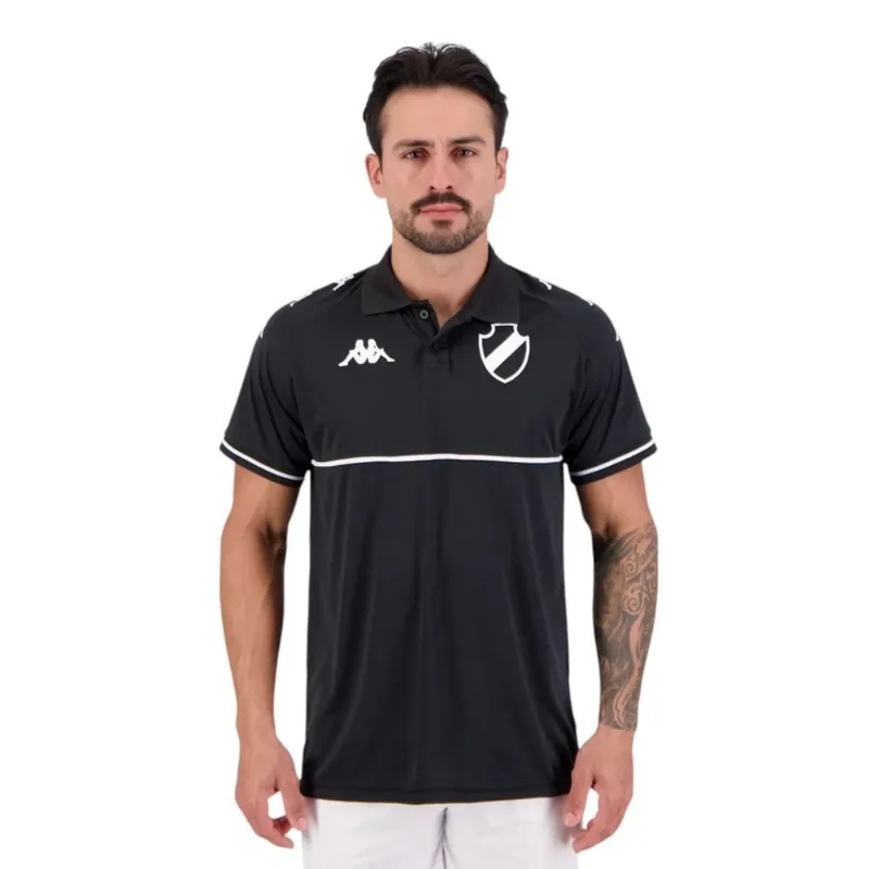 Camisa Polo Kappa Vasco Monochromatic Masculina G3 / Preto