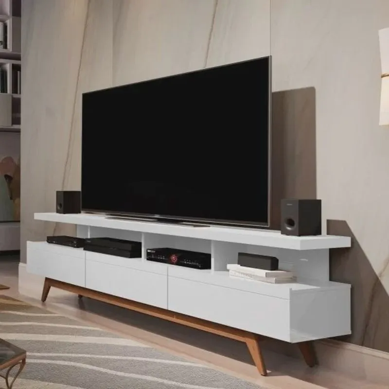 Rack para TV até 72 Polegadas 3 Gavetas Vivare Wood Giga Móveis