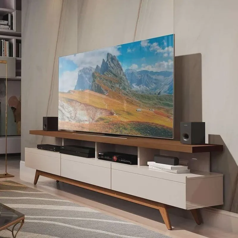 Rack Vivare 1.8 Wood Off White/Freijo – Germai Móveis