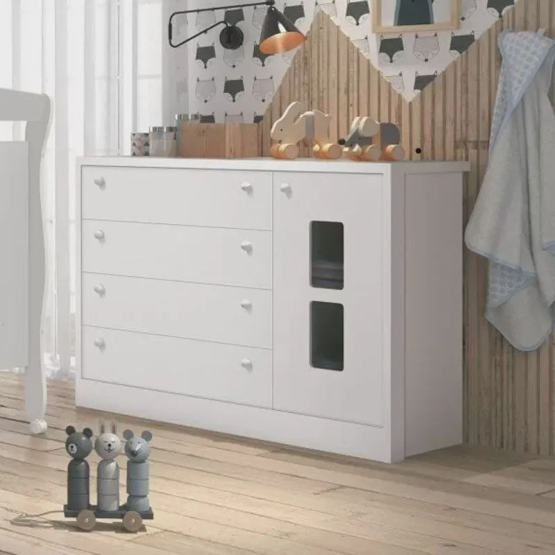Cômoda Sapateira Infantil Joãozinho 1 Porta 4 Gavetas Móveis Reller