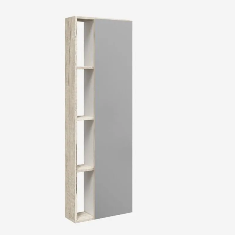 Armário Para Banheiro 1 Porta 4 Prateleiras Espelhado Florença Mezzo Blanco