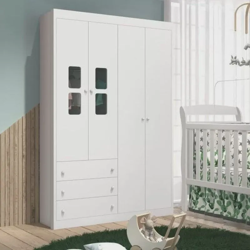 Guarda-Roupa Infantil 4 Portas 3 Gavetas Joãozinho Móveis Reller