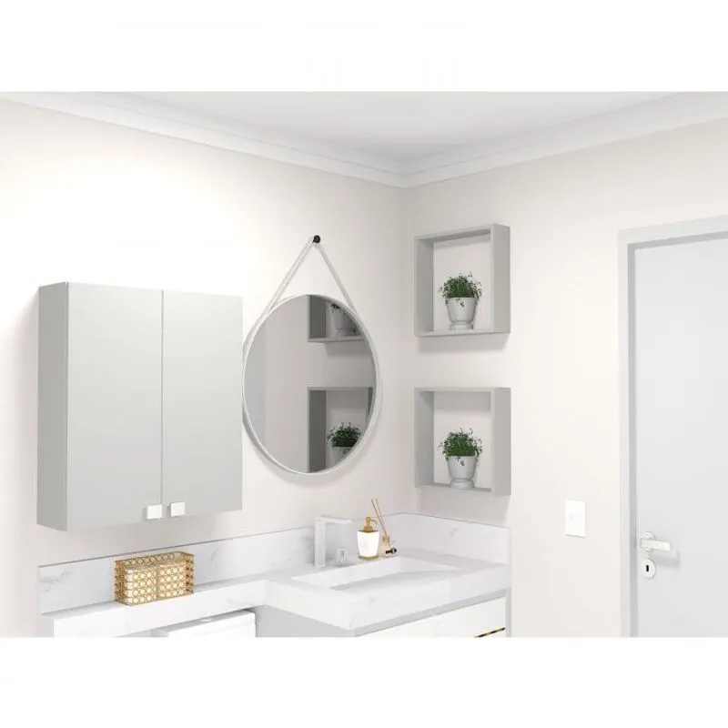 Conjunto com 2 Nichos Vidame Bramov Móveis Cinza Cristal