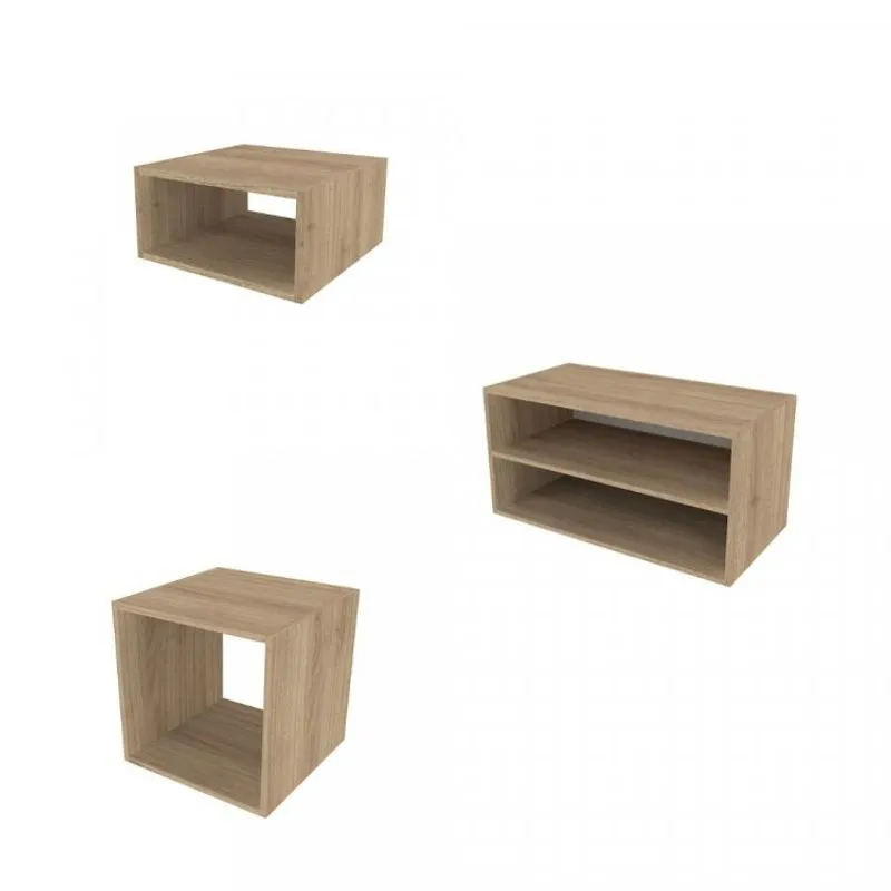 Conjunto com 3 Nichos Joad Bramov Móveis Carvalho Mel