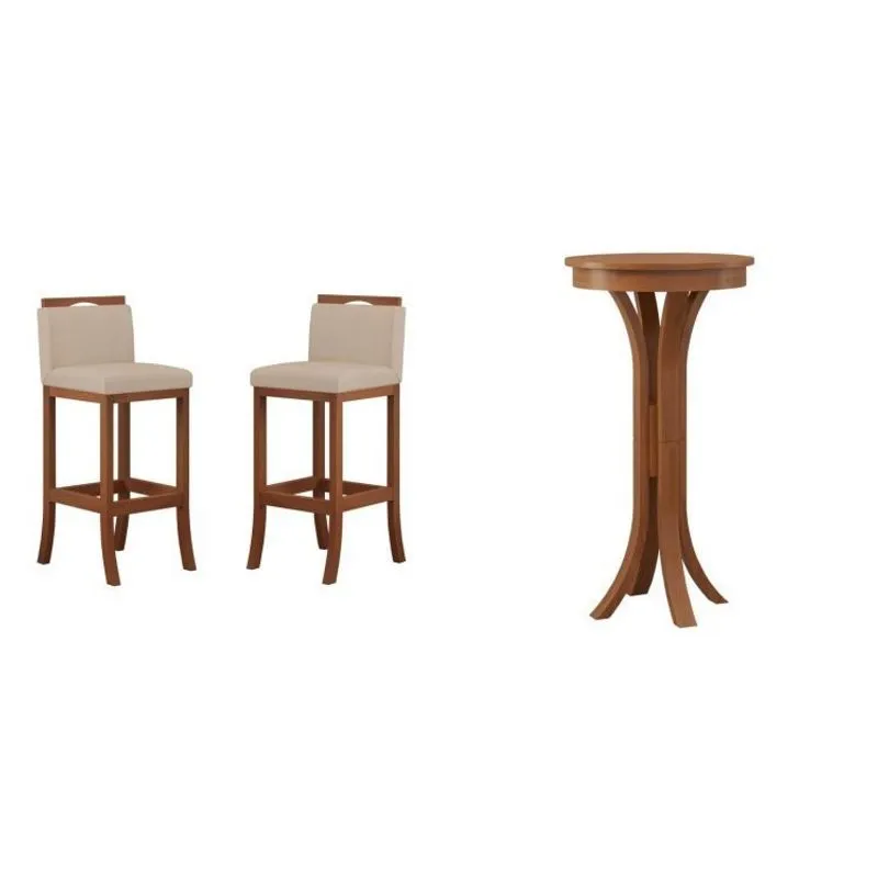 Conjunto 2 Banquetas Altas Laura e Bistrô Flora Johns Móveis Castanho