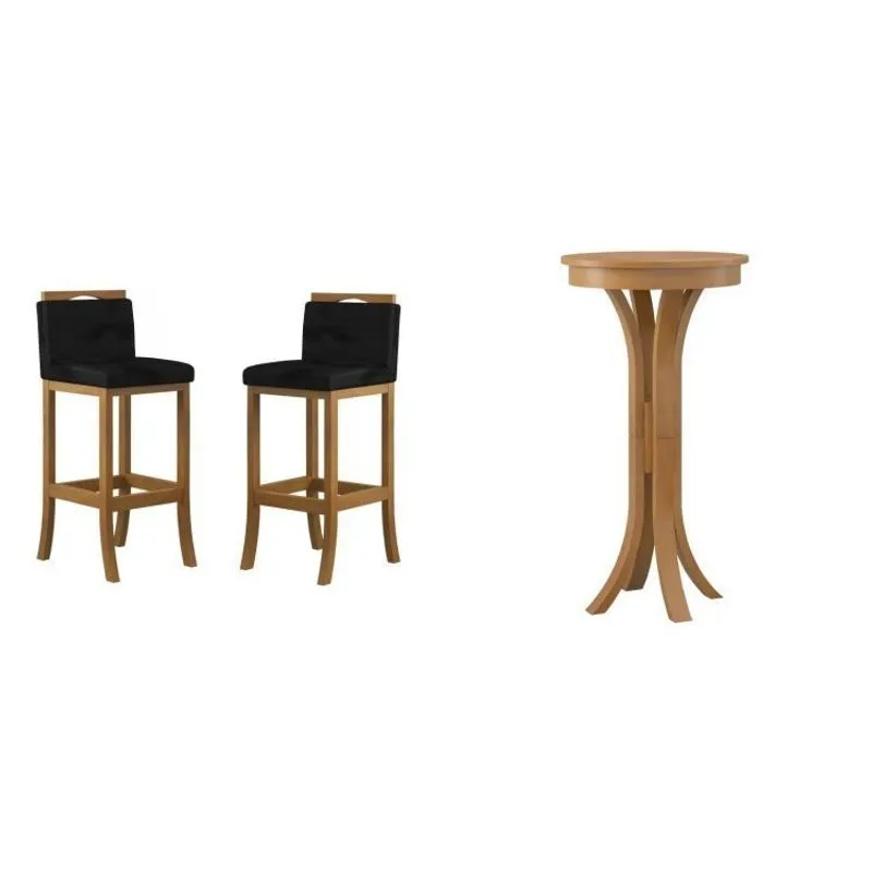Conjunto 2 Banquetas Altas Laura e Bistrô Flora Johns Móveis Imbuia