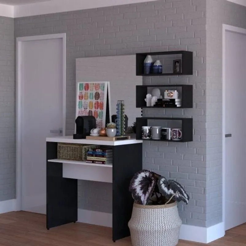 Conjunto Balin 1 Aparador E 3 Nichos Branco Preto E Preto/branco