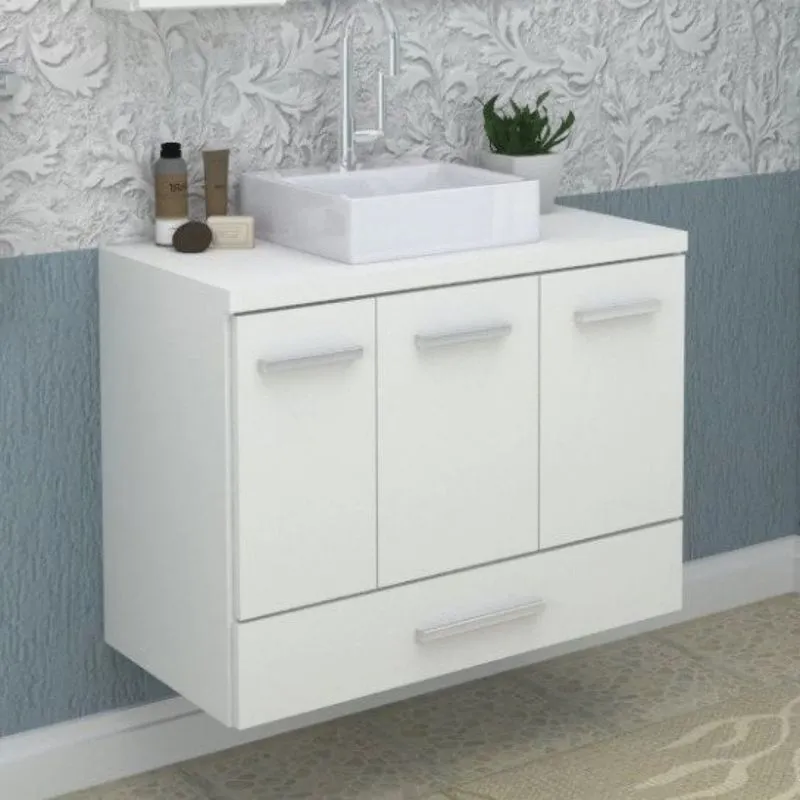 Gabinete para Banheiro 2 Portas 2 Gavetas 80cm Madri Darabas Agardi