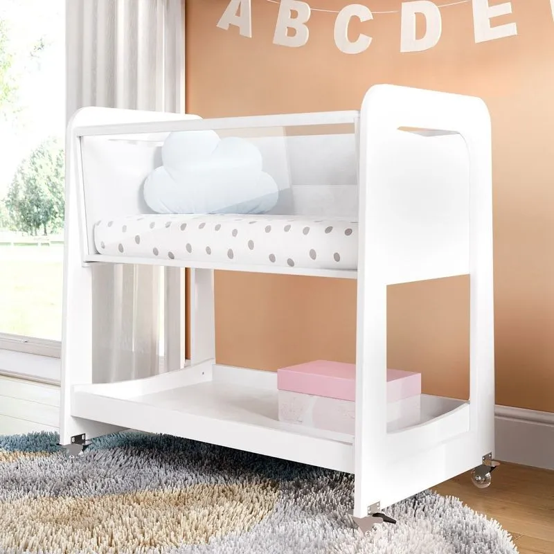 Mini Berco Moises Com Colchao Coleção Moisés Branco Acetinado