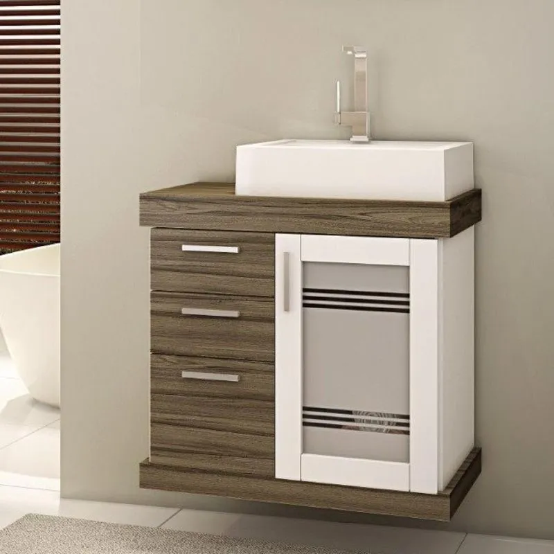 Gabinete Para Banheiro 1 Porta 3 Gavetas 60cm Imola Darabas Agardi Terracota/branco