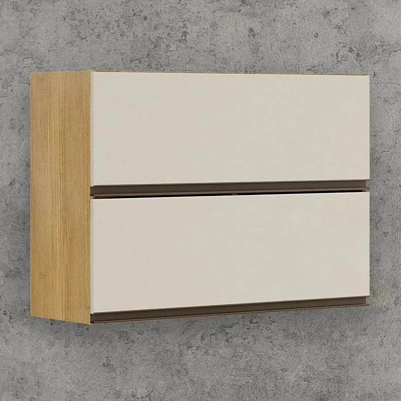 Armário Aéreo 2 Portas Basculantes Turquesa Valdemóveis Cinamomo/off White