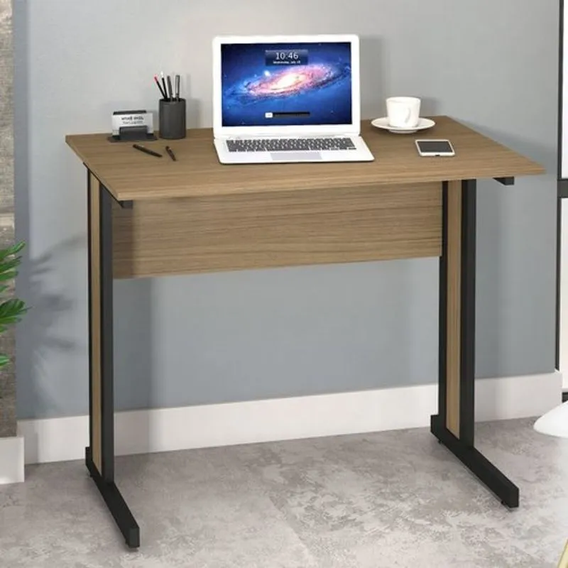 Mesa Retangular 135cm Pé Metálico Web15 Espresso Móveis Málaga