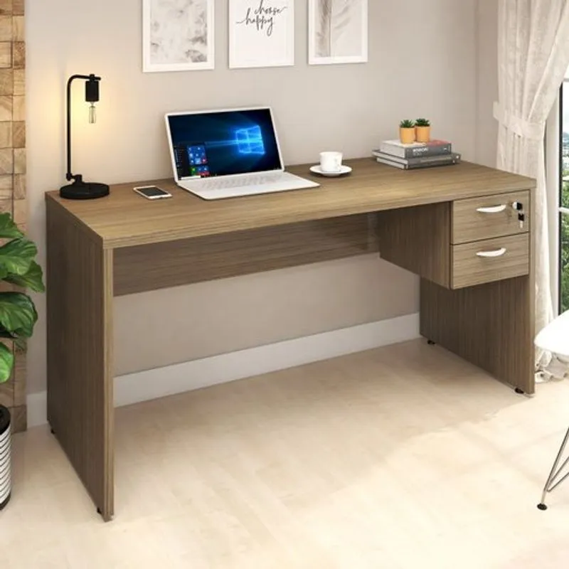 Mesa Retangular 150cm 2 Gavetas Suspensas Web30 Espresso Móveis Málaga