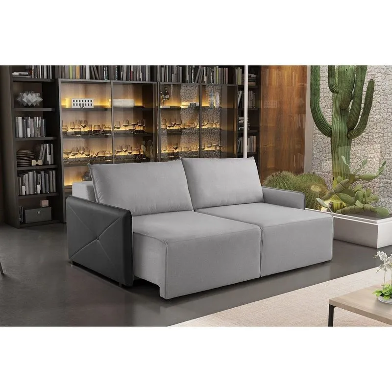 Estofado Retrátil 220cm Urban Estofart Cinza/preto