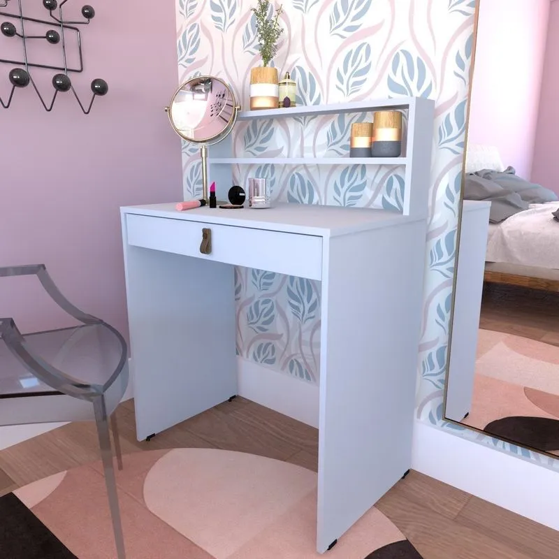 Escrivaninha 72cmx42cm 15mm Com 1 Gaveta Vib Bramov Móveis Cinza Cristal