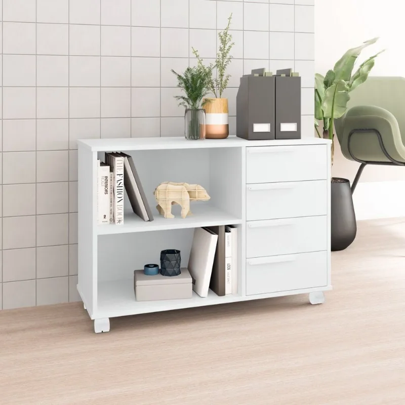 Gaveteiro 4 Gavetas 1 Nicho Office Branco Branco