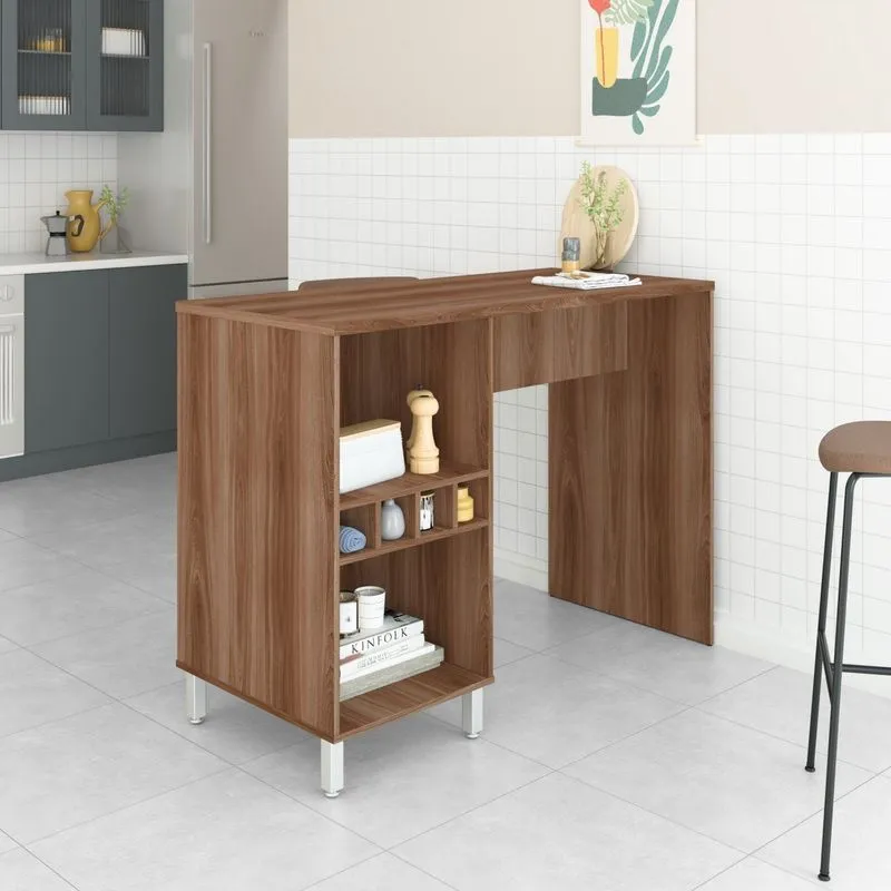 Bancada Mesa Para Cozinha 2 Nichos Brv Móveis Castanho