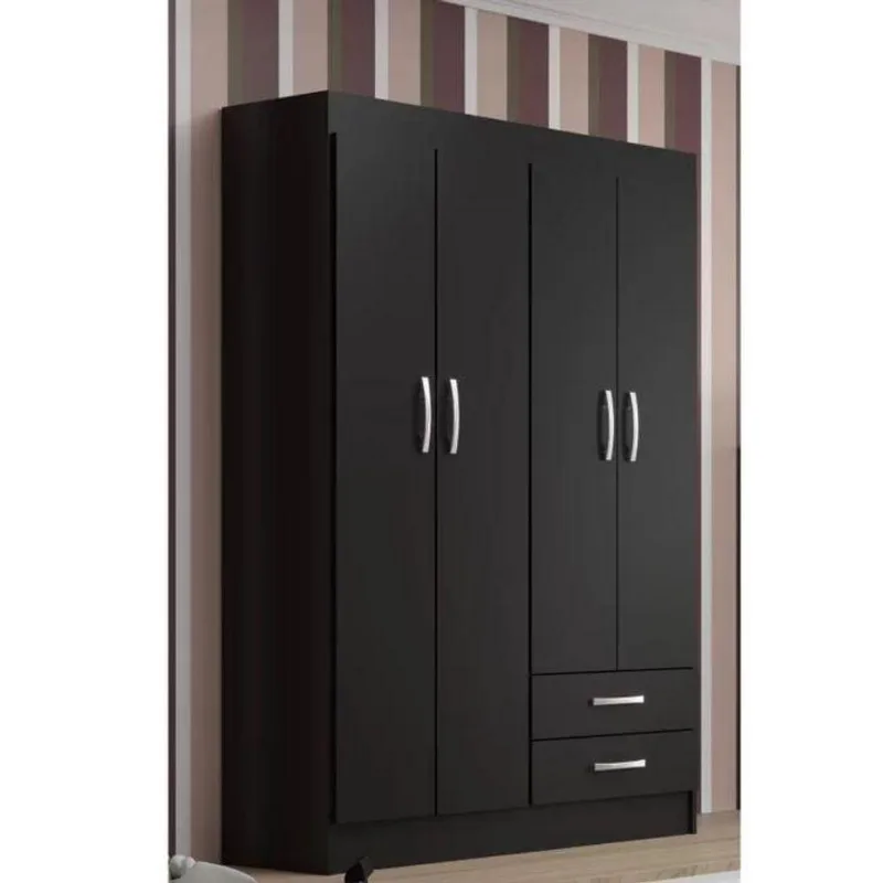 Guarda-roupa Solteiro 4 Portas 2 Gavetas Atalaia - Black
