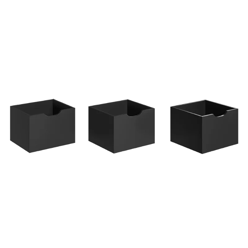 Kit 3 Gavetas Organizadoras Módulos e Complemento Preto Preto