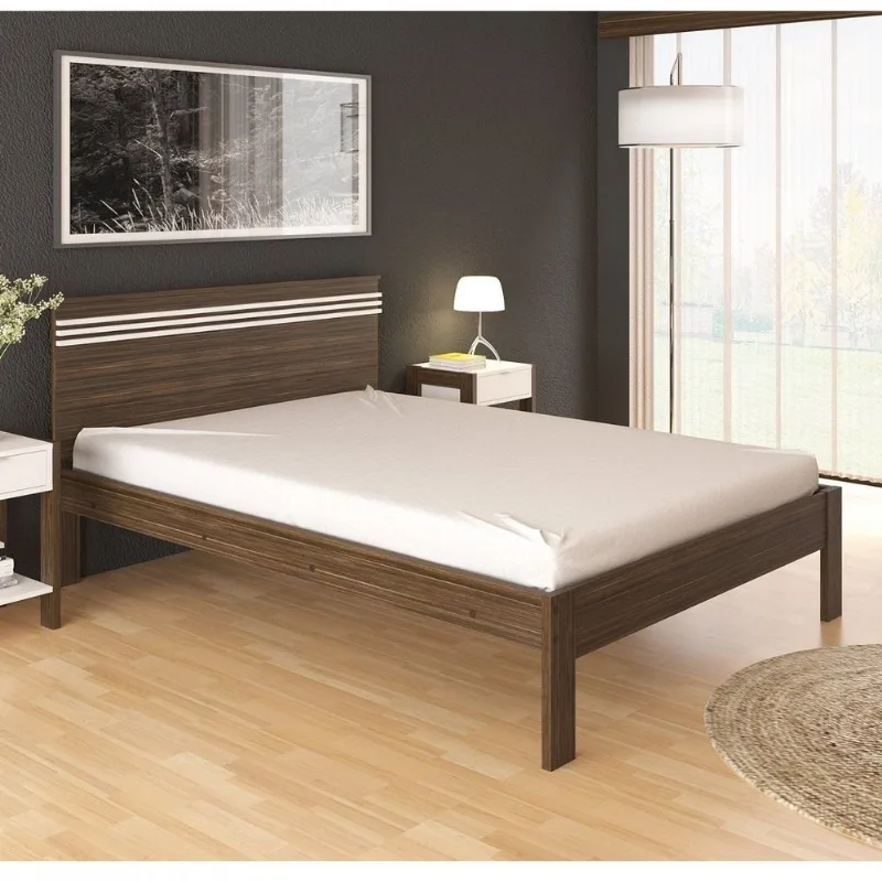 Cama de Casal Marrom/Nogal/Branco Nogal / Branco