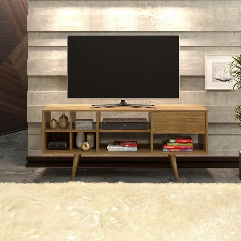 Rack para TV até 65 Polegadas 136cm 1 Gaveta 7 Nichos R1462 Bege Natural
