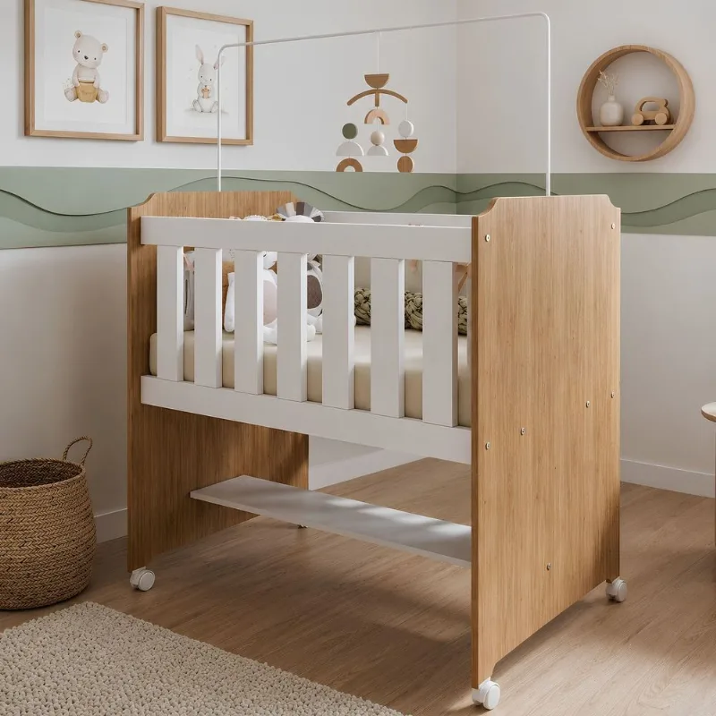 Mini Berço 100% MDF com Colchão Yescasa Branco/Ypê