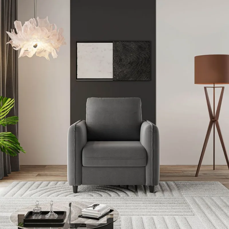 Poltrona Decorativa Retrô Veludo Cinza Orquídea 78cm CabeCasa MadeiraOriginals Cinza