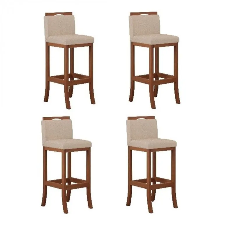 Conjunto 4 Banquetas Alta Em Madeira Maciça Londres Ccs Interiores Pinhão
