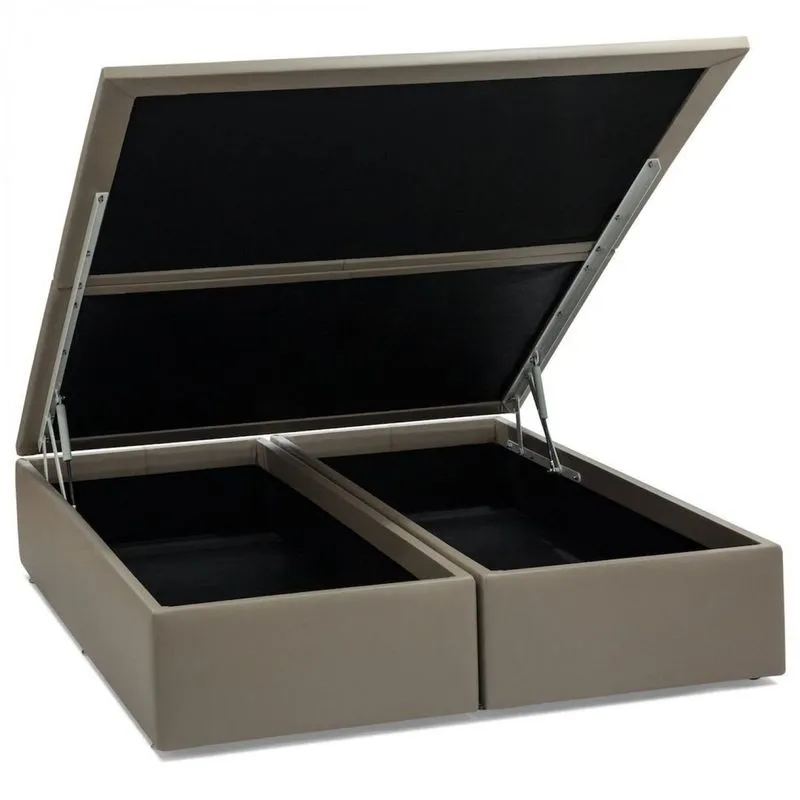Base Box Baú Corino Casal 138x188x39cm Ortobom Bege Bege