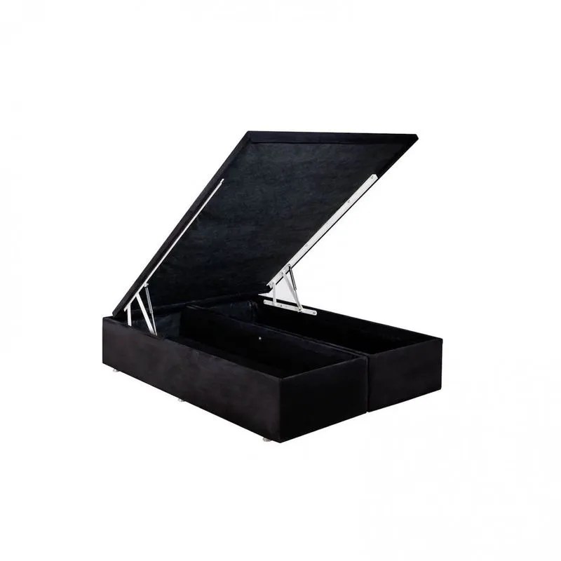 Base Baú Camurça Super King 193x203x39cm Ortobom Preto Preto