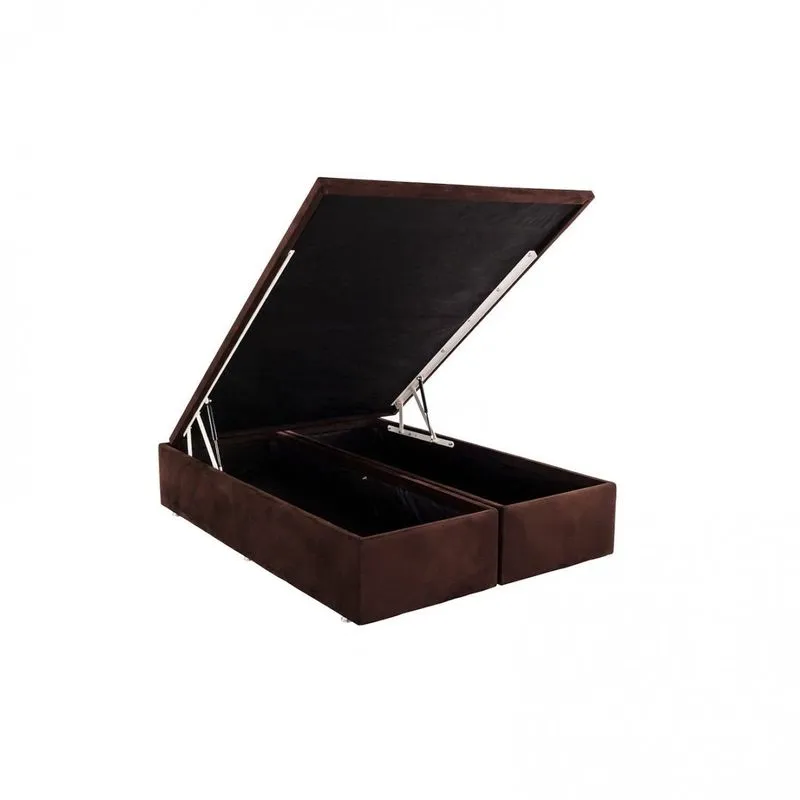 Base Baú Camurça Super King 193x203x39cm Ortobom Marrom Marrom
