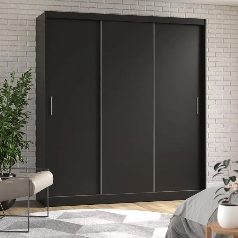 Guarda Roupa Casal 3 Portas De Correr Muriqui Maxx Cabecasa Madeiramadeira Preto