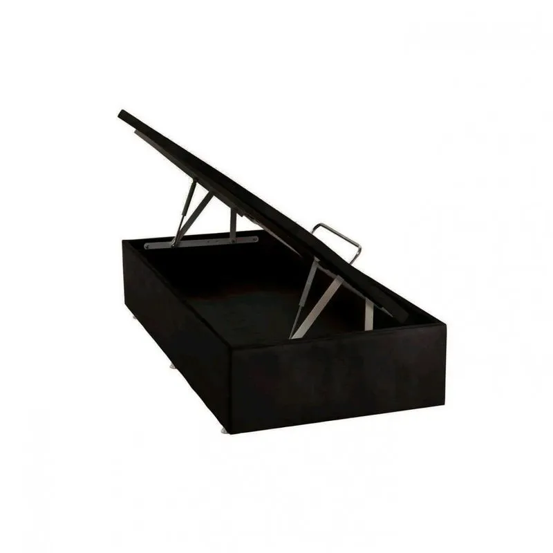 Base Baú Phy Camurça Solteiro 88x188x39cm Ortobom Preto