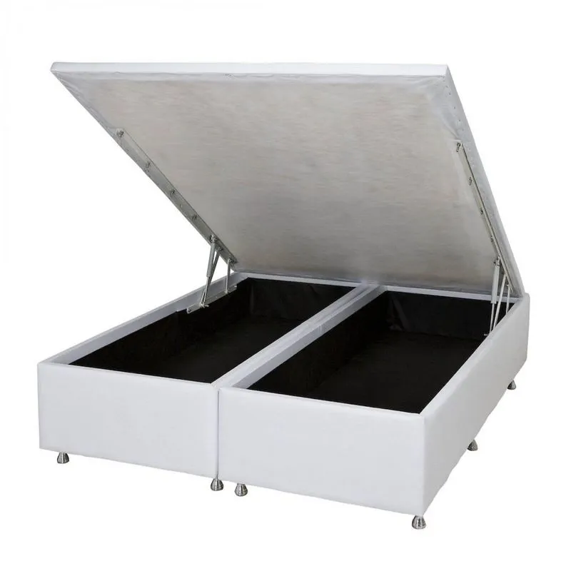 Base Baú Physical Corino Queen 158x198x39cm Ortobom Branco