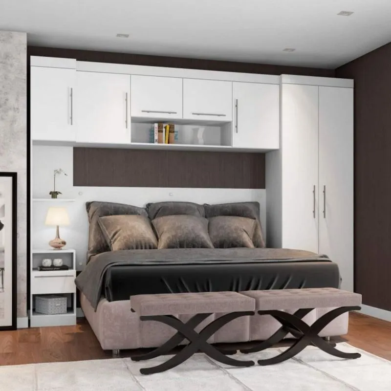 Quarto Modulado Casal 4 Peças 7 Portas Star Poliman Branco
