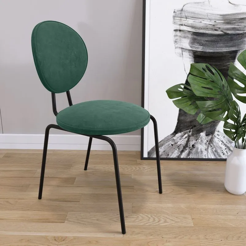 Kit 2 Cadeiras Sofia Espresso Móveis Veludo Verde / Preto