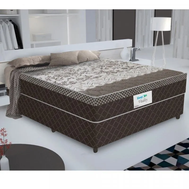 Cama Box Queen Sleep On Colchão 22x198x158cm Mola Vitality Sleep On