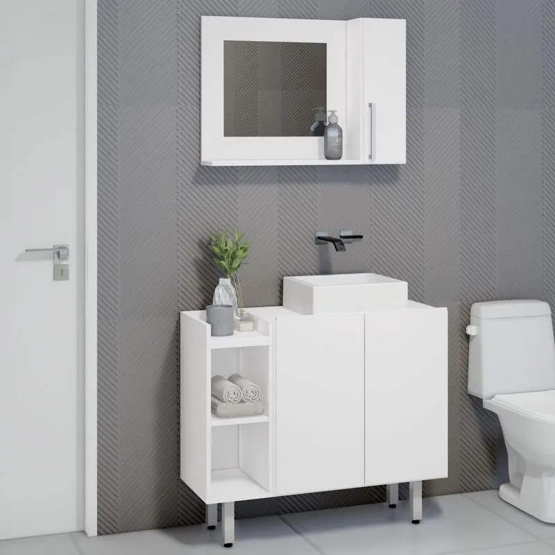 Conjunto Para Banheiro 3 Portas Cnj1039 Branco