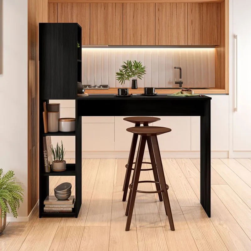 Bancada Gourmet 5 Nichos Ville Drd Móveis Preto