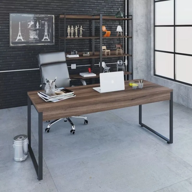 Mesa para Escritório Diretor Estilo Industrial 180cm Kuadra
