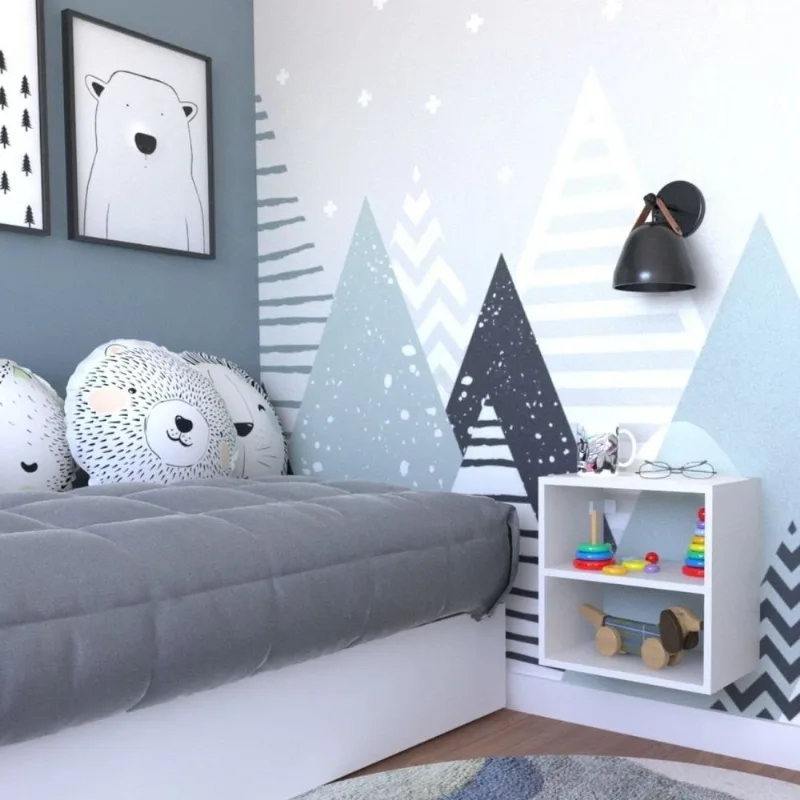 Nicho com Prateleira para Quarto Infantil Branco Branco