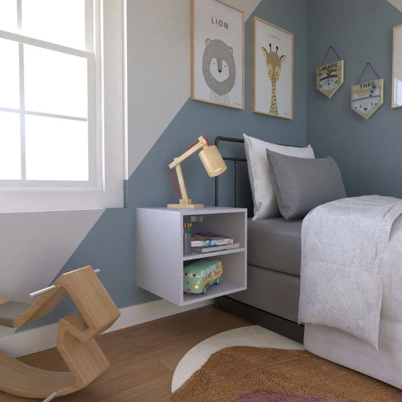 Nicho com Prateleira para Quarto Infantil 40cm Cinza/Cristal Cinza Cristal