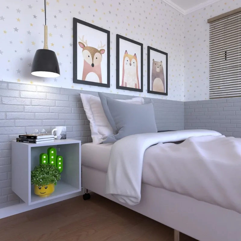 Nicho para Quarto Infantil 40cm MDP Cinza/Cristal Cinza Cristal