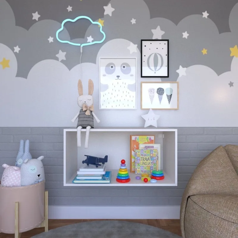 Nicho para Quarto Infantil 80cm MDP Branco Branco
